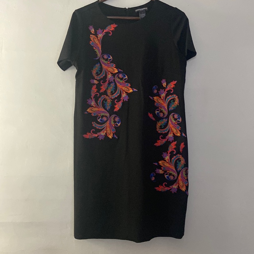 Chelsea & Theodore Black Embroidered Dress. Size 8